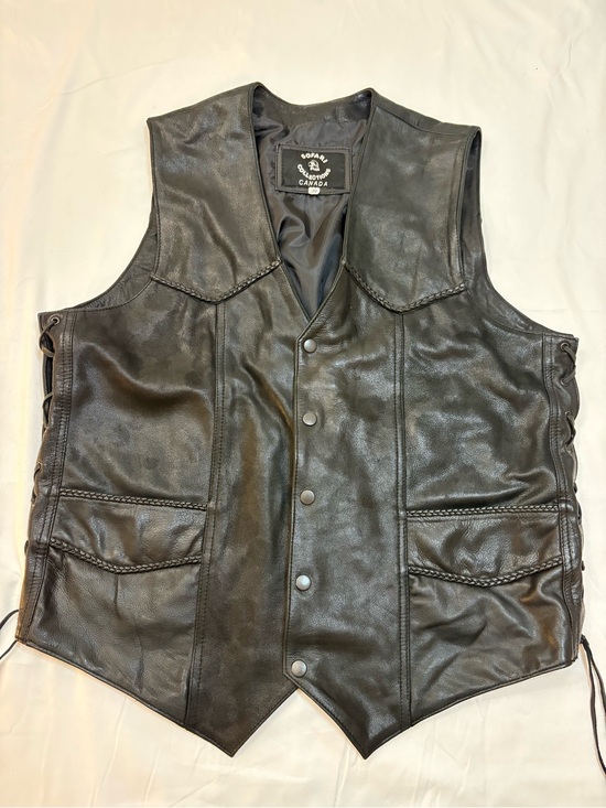 Sofari Other - Sofari Collections Canada Black Leather Motorcycle Biker Vest Laced 50 Vintage